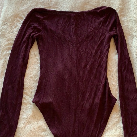 Burgundy F21 Longsleeve Bodysuit. Size Small. - Picture 3 of 3